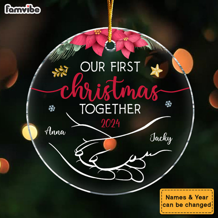 Personalized Gift For Dog Mom Our First Christmas Circle Ornament 34662 1