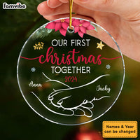 Personalized Gift For Dog Mom Our First Christmas Circle Ornament 34662 thumb 1