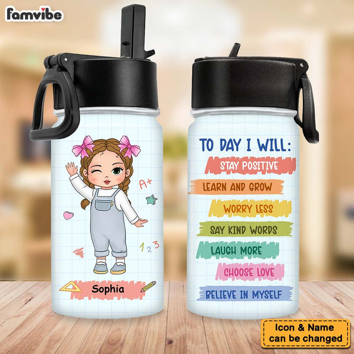 Personalized Gift For Today I Will Kids Water Bottle 34700 1
