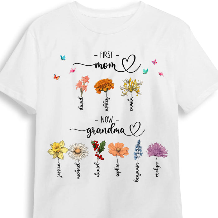Personalized First Mom Now Grandma Birth Flower Shirt - Hoodie - Sweatshirt 34769 1