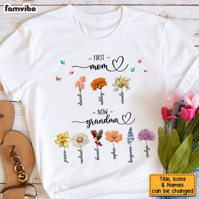 Personalized First Mom Now Grandma Birth Flower Shirt - Hoodie - Sweatshirt 34769 1