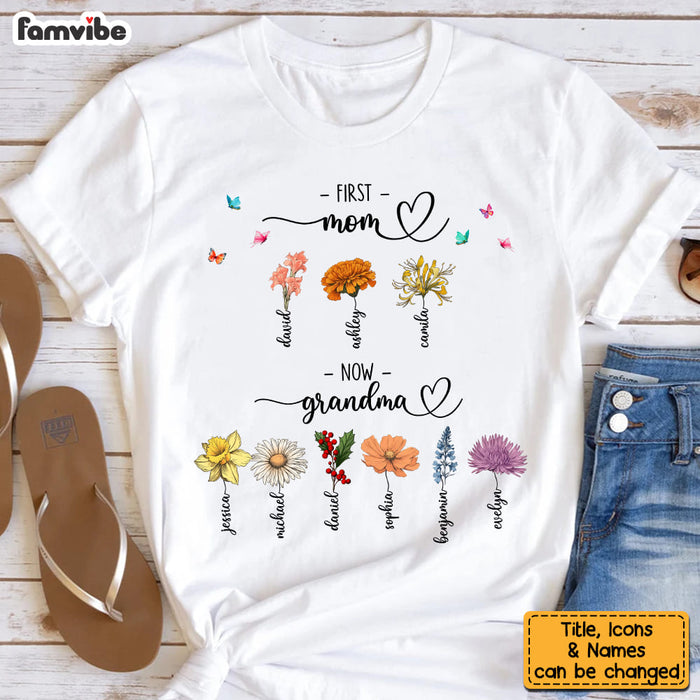 Personalized First Mom Now Grandma Birth Flower Shirt - Hoodie - Sweatshirt 34769 1