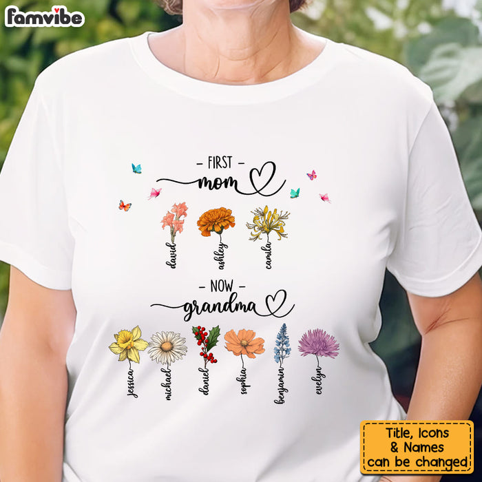 Personalized First Mom Now Grandma Birth Flower Shirt - Hoodie - Sweatshirt 34769 1