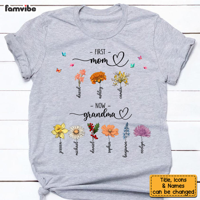 Personalized First Mom Now Grandma Birth Flower Shirt - Hoodie - Sweatshirt 34769 1