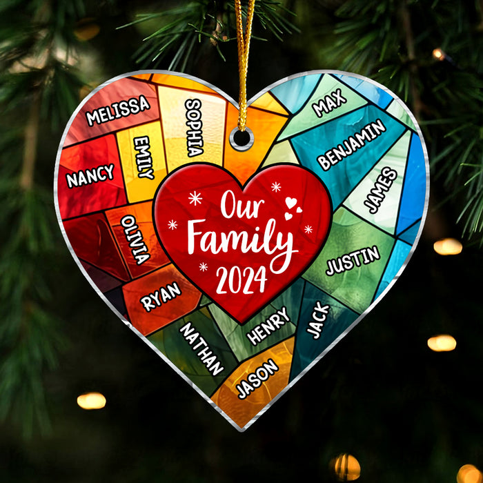 Personalized Gift For Family Stained Glass Ornament Heart Ornament 34811 1