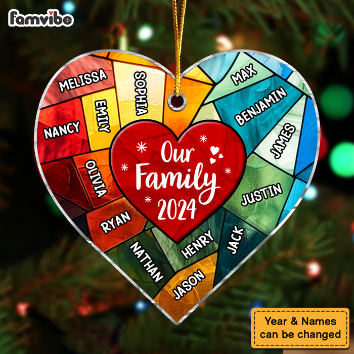 Personalized Gift For Family Stained Glass Ornament Heart Ornament 34811 1