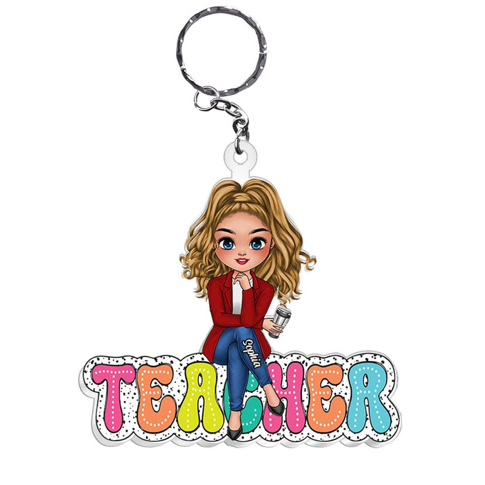 Personalized Gift For Teacher Dalmatian Sitting Acrylic Keychain 34846 1