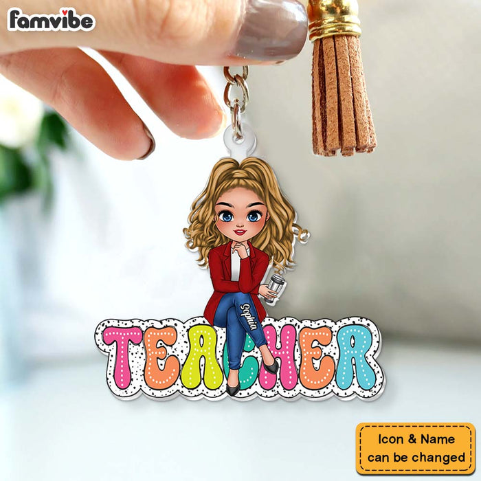 Personalized Gift For Teacher Dalmatian Sitting Acrylic Keychain 34846 1