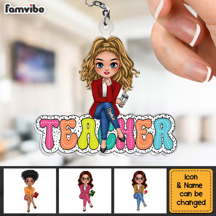 Personalized Gift For Teacher Dalmatian Sitting Acrylic Keychain 34846 1