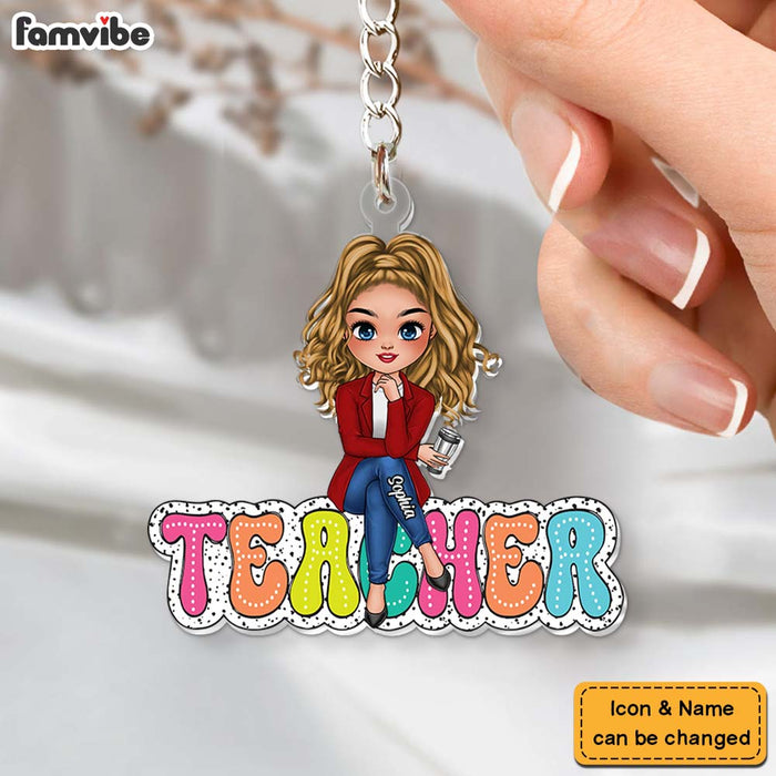 Personalized Gift For Teacher Dalmatian Sitting Acrylic Keychain 34846 1