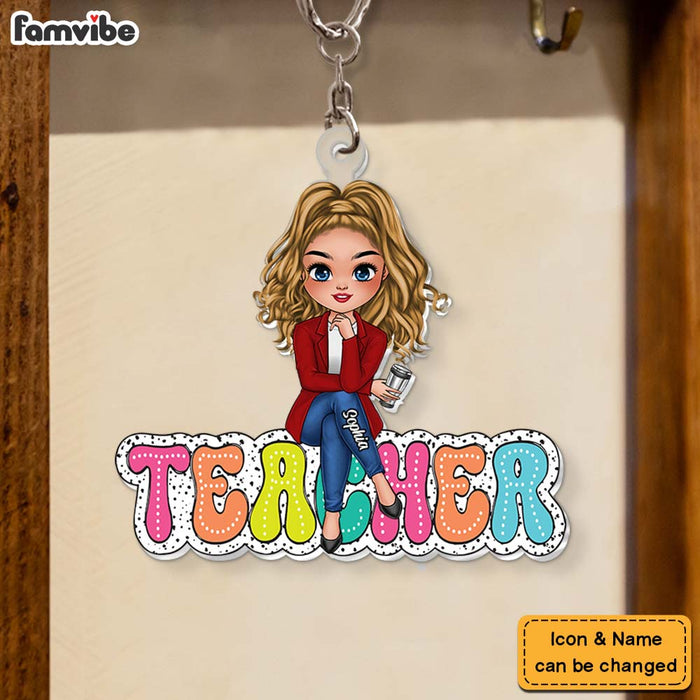 Personalized Gift For Teacher Dalmatian Sitting Acrylic Keychain 34846 1