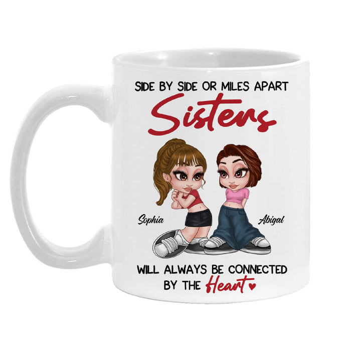 Personalized Friends Sister Connected By The Heart Mug 34879 1