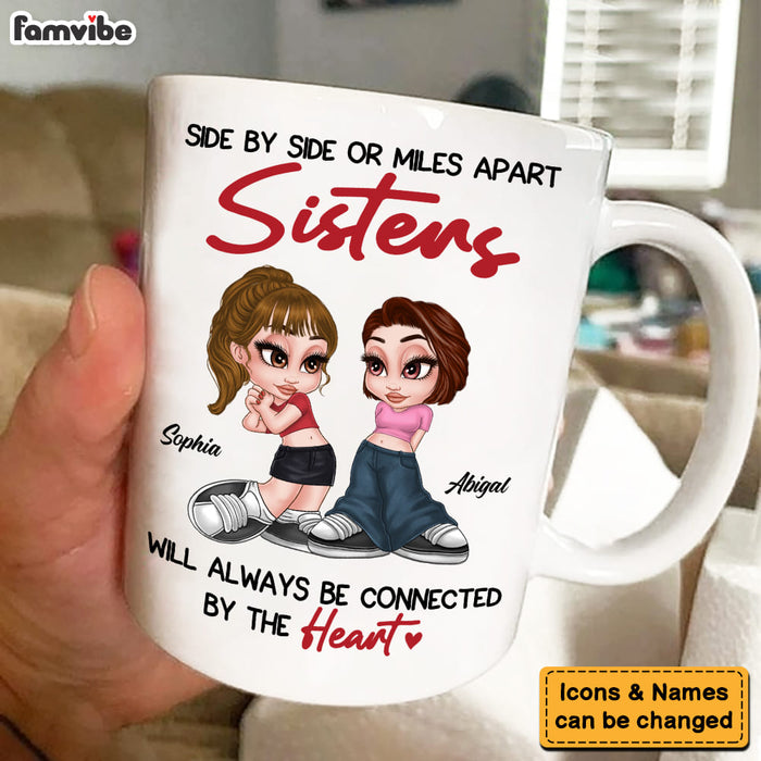 Personalized Friends Sister Connected By The Heart Mug 34879 1