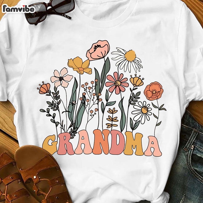 Gift For Grandma Wildflowers  Groovy Retro Shirt - Hoodie - Sweatshirt 34916 1