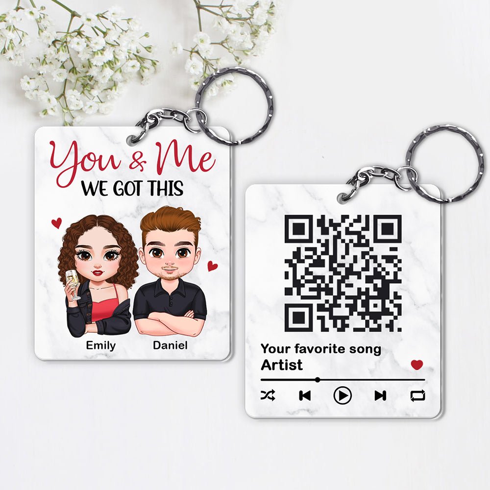 Personalized Gift For Couple Song Scannable QR Code Acrylic Keychain 34933 Primary Mockup