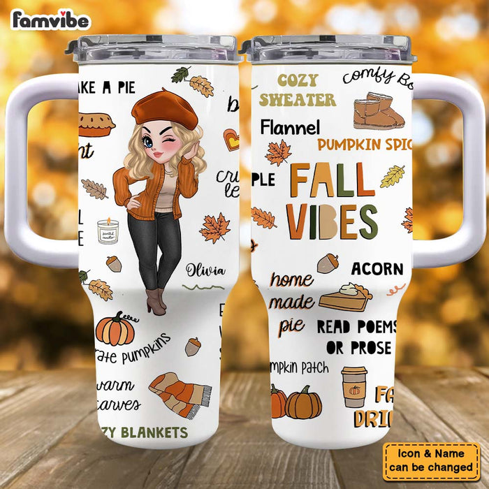 Personalized Gift For Woman Retro Fall Vibes 40oz Tumbler With Straw 34957 1