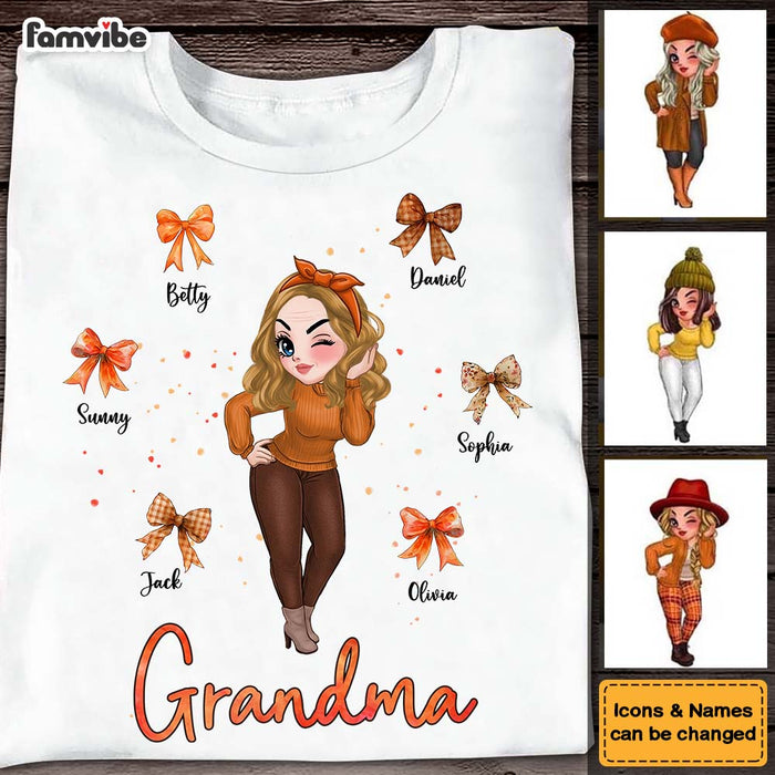 Personalized Gift For Grandma Retro Fall Pumpkin Bow Shirt - Hoodie - Sweatshirt 34969 1