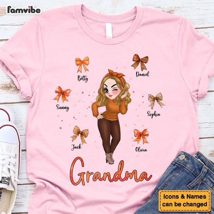 Personalized Gift For Grandma Retro Fall Pumpkin Bow Shirt - Hoodie - Sweatshirt 34969 1