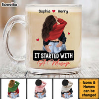 Personalized It Started With A Message Romantic Couple Glass Mug 34977 thumb 1
