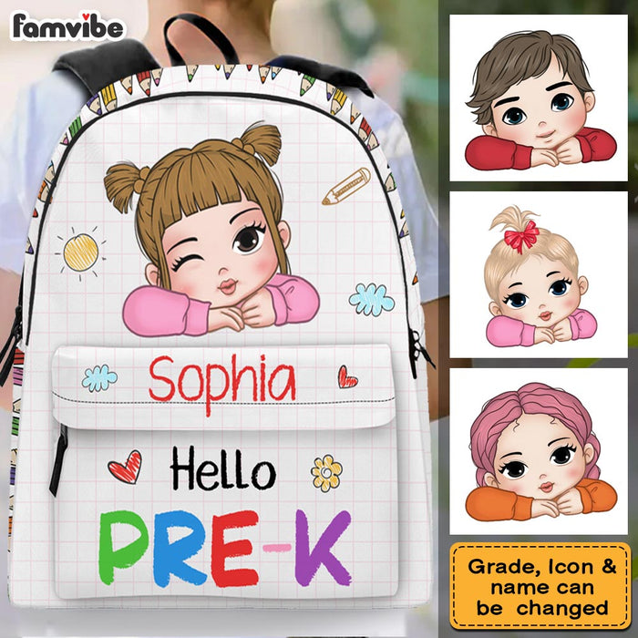 Personalized Gift For Kids Back To School Hello Pre-K, Gift for Kindergarten, Pre-school, Primary BackPack, School Bag 34985 1