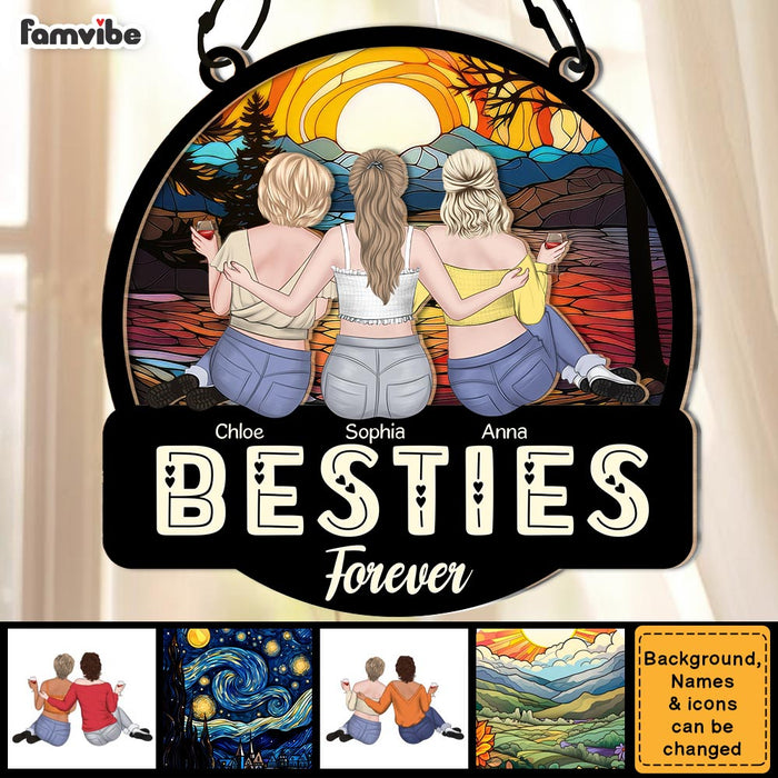 Personalized Gift For Friend Forever Acrylic Mix Wood Suncatcher Ornament 35060 1
