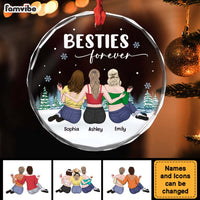 Personalized Gift For Friends Besties Sitting Retro Vintage Beach Landscape Circle Glass Ornament 35103 thumb 1