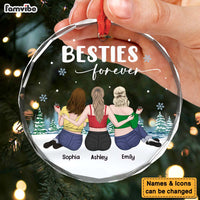 Personalized Gift For Friends Besties Sitting Retro Vintage Beach Landscape Circle Glass Ornament 35103 thumb 1