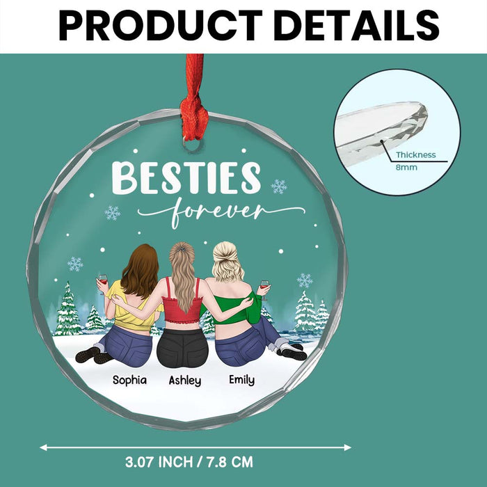 Personalized Gift For Friends Besties Sitting Retro Vintage Beach Landscape Circle Glass Ornament 35103 1