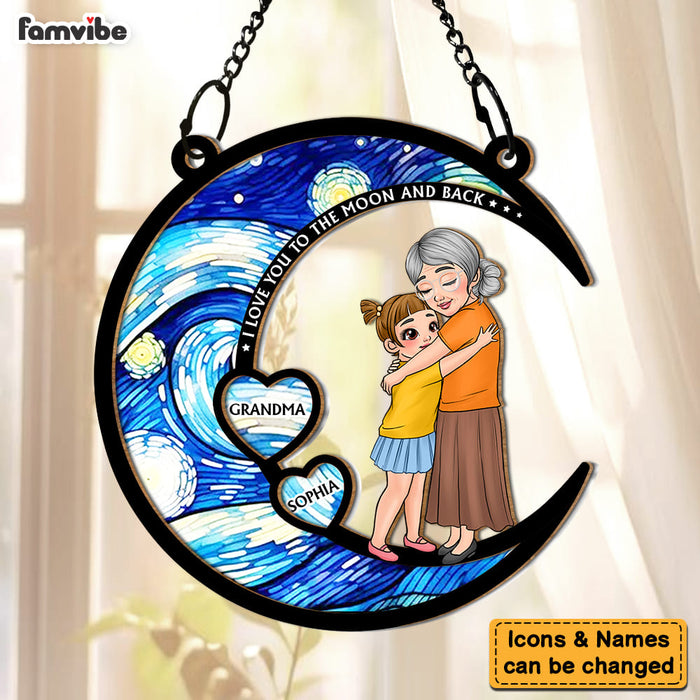 Personalized Gift For Granddaughter Love You To The Moon And Back Acrylic Mix Wood Suncatcher Ornament 35119 1