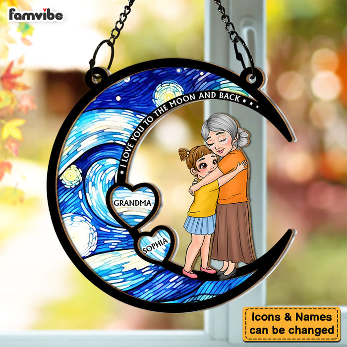 Personalized Gift For Granddaughter Love You To The Moon And Back Acrylic Mix Wood Suncatcher Ornament 35119 1