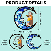 Personalized Gift For Granddaughter Love You To The Moon And Back Acrylic Mix Wood Suncatcher Ornament 35119 thumb 1