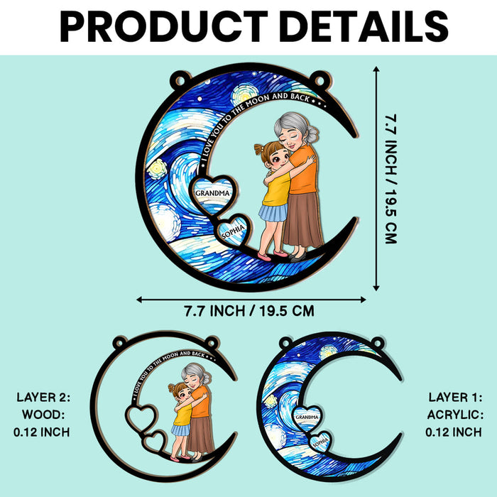 Personalized Gift For Granddaughter Love You To The Moon And Back Acrylic Mix Wood Suncatcher Ornament 35119 1