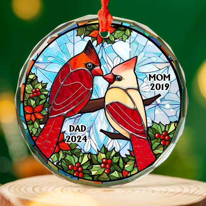 Personalized Memorial Gift For Loss Of Loved Ones Cardinal Stained Glass Circle Glass Ornament 35129 1