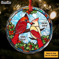 Personalized Memorial Gift For Loss Of Loved Ones Cardinal Stained Glass Circle Glass Ornament 35129 thumb 1