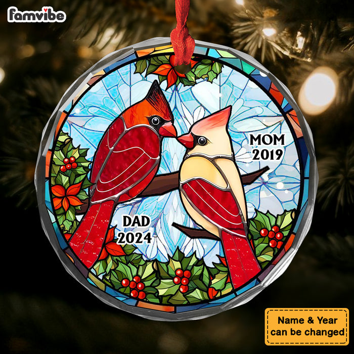 Personalized Memorial Gift For Loss Of Loved Ones Cardinal Stained Glass Circle Glass Ornament 35129 1