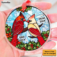Personalized Memorial Gift For Loss Of Loved Ones Cardinal Stained Glass Circle Glass Ornament 35129 thumb 1