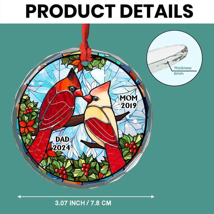 Personalized Memorial Gift For Loss Of Loved Ones Cardinal Stained Glass Circle Glass Ornament 35129 1