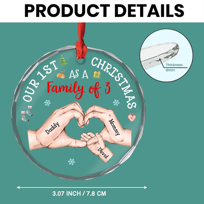 Personalized Baby's First Christmas As A Family Circle Glass Ornament 35133 1