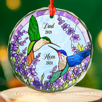Personalized Memorial Gift Hummingbirds Among Lavender Circle Glass Ornament 35151 thumb 1