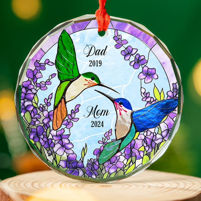 Personalized Memorial Gift Hummingbirds Among Lavender Circle Glass Ornament 35151 1