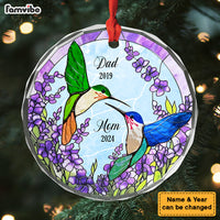 Personalized Memorial Gift Hummingbirds Among Lavender Circle Glass Ornament 35151 thumb 1