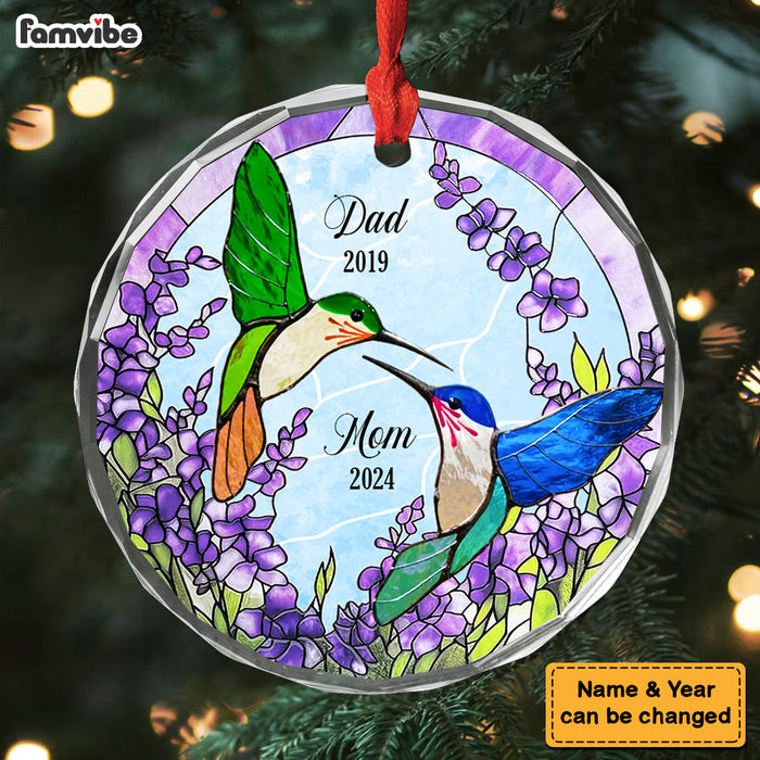 Personalized Memorial Gift Hummingbirds Among Lavender Circle Glass Ornament 35151 1
