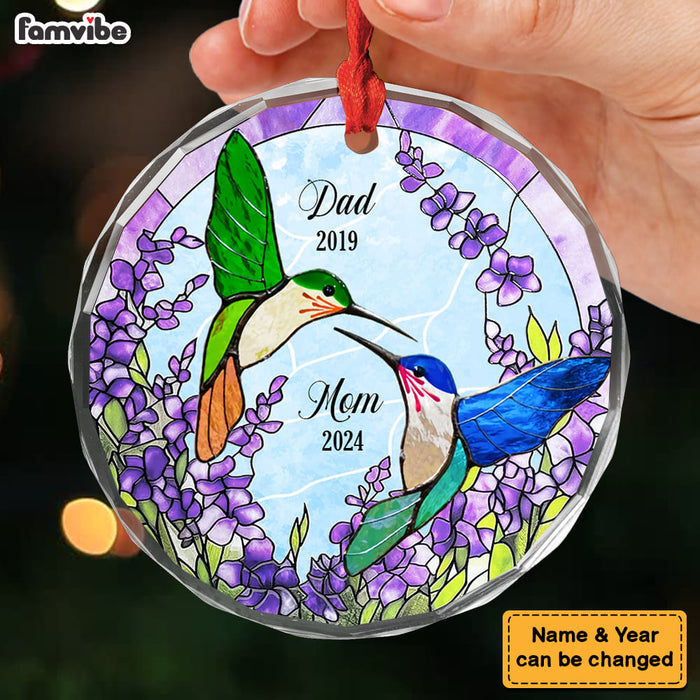 Personalized Memorial Gift Hummingbirds Among Lavender Circle Glass Ornament 35151 1