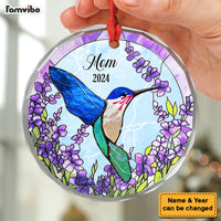 Personalized Memorial Gift Hummingbirds Among Lavender Circle Glass Ornament 35151 thumb 1