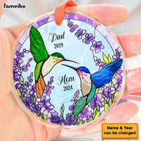 Personalized Memorial Gift Hummingbirds Among Lavender Circle Glass Ornament 35151 thumb 1