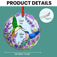 Personalized Memorial Gift Hummingbirds Among Lavender Circle Glass Ornament 35151 thumb 1
