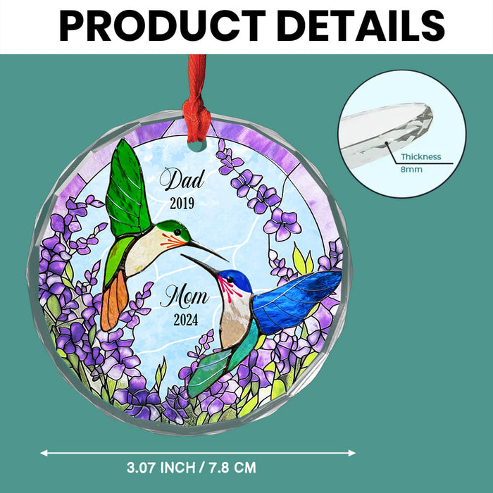 Personalized Memorial Gift Hummingbirds Among Lavender Circle Glass Ornament 35151 1