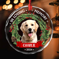 Personalized Christmas, Memorial Gift Custom Photo In Loving Memory Circle Glass Ornament 35161 thumb 1