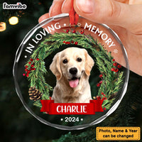 Personalized Christmas, Memorial Gift Custom Photo In Loving Memory Circle Glass Ornament 35161 thumb 1
