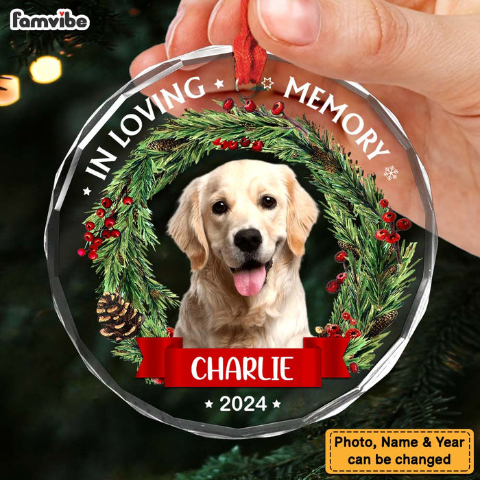 Personalized Christmas, Memorial Gift Custom Photo In Loving Memory Circle Glass Ornament 35161 1